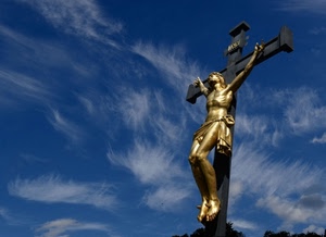 nuvole, cielo, croce, crocifisso, oro, azzurro, cristo, bianco, gesù, alberi