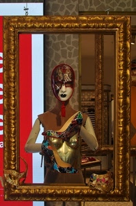 cornice, oro, maschera, rosso, scarpe, manichino, quadro, dorato, maschere, tacco, busto, scarpa, tacchi